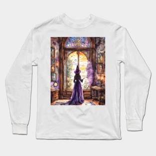 Lavender Witch Practicing Magic Long Sleeve T-Shirt